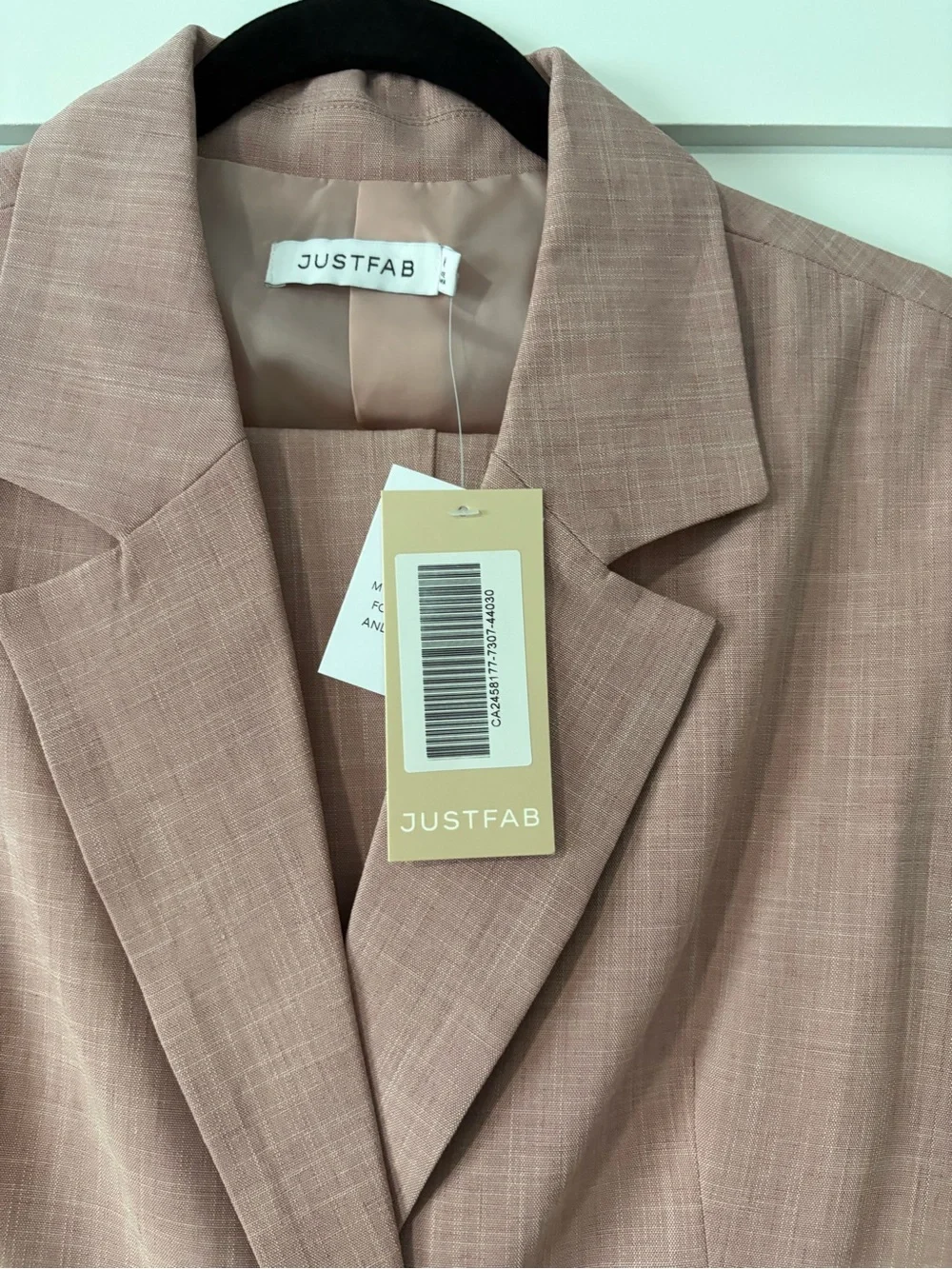 JustFab Sleeveless Blazer Vest & Slacks in Dusty Pink